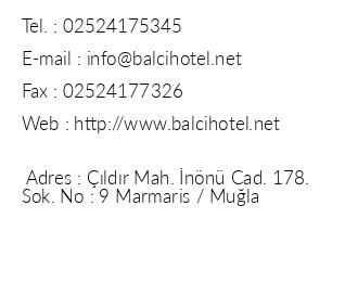 Balc Hotel iletiim bilgileri